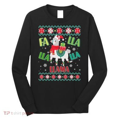 Fa Lla Lla Lla Llama Ugly Christmas Sweater Long Sleeve Shirt