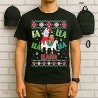 Fa Lla Lla Lla Llama Ugly Christmas Sweater T-Shirt thumb 6