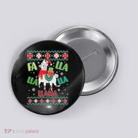 Fa Lla Lla Lla Llama Ugly Christmas Sweater Button thumb 0