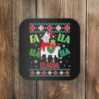 Fa Lla Lla Lla Llama Ugly Christmas Sweater Coaster thumb 0