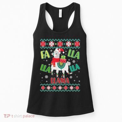 Fa Lla Lla Lla Llama Ugly Christmas Sweater Women's Tank Top
