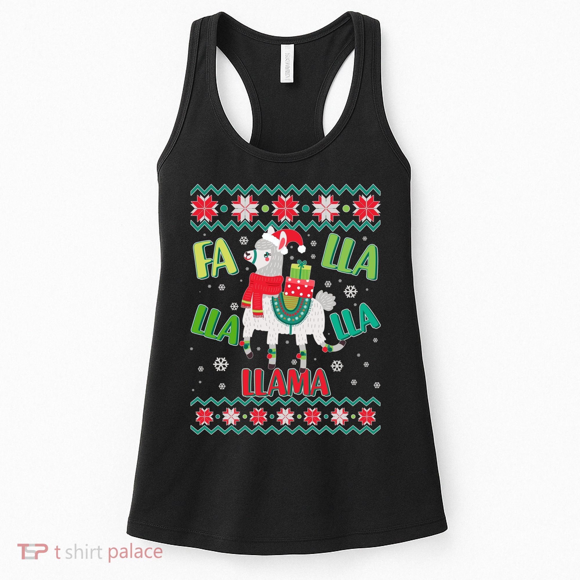 Fa Lla Lla Lla Llama Ugly Christmas Sweater Women's Tank Top