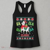 Fa Lla Lla Lla Llama Ugly Christmas Sweater Women's Tank Top thumb 3