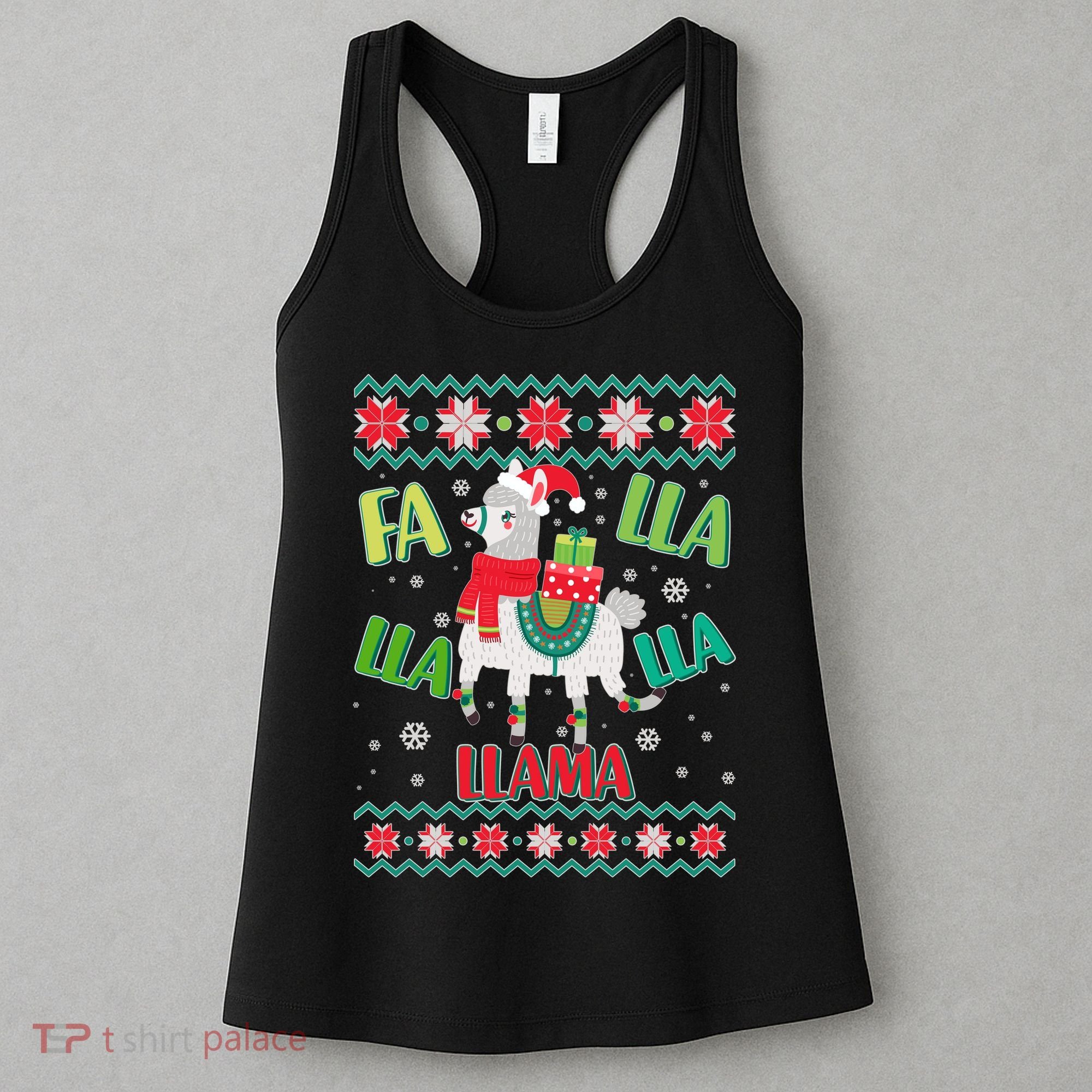 Fa Lla Lla Lla Llama Ugly Christmas Sweater Women's Tank Top