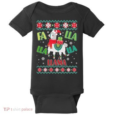 Fa Lla Lla Lla Llama Ugly Christmas Sweater Baby Bodysuit