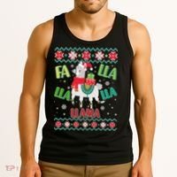 Fa Lla Lla Lla Llama Ugly Christmas Sweater Tank Top thumb 3
