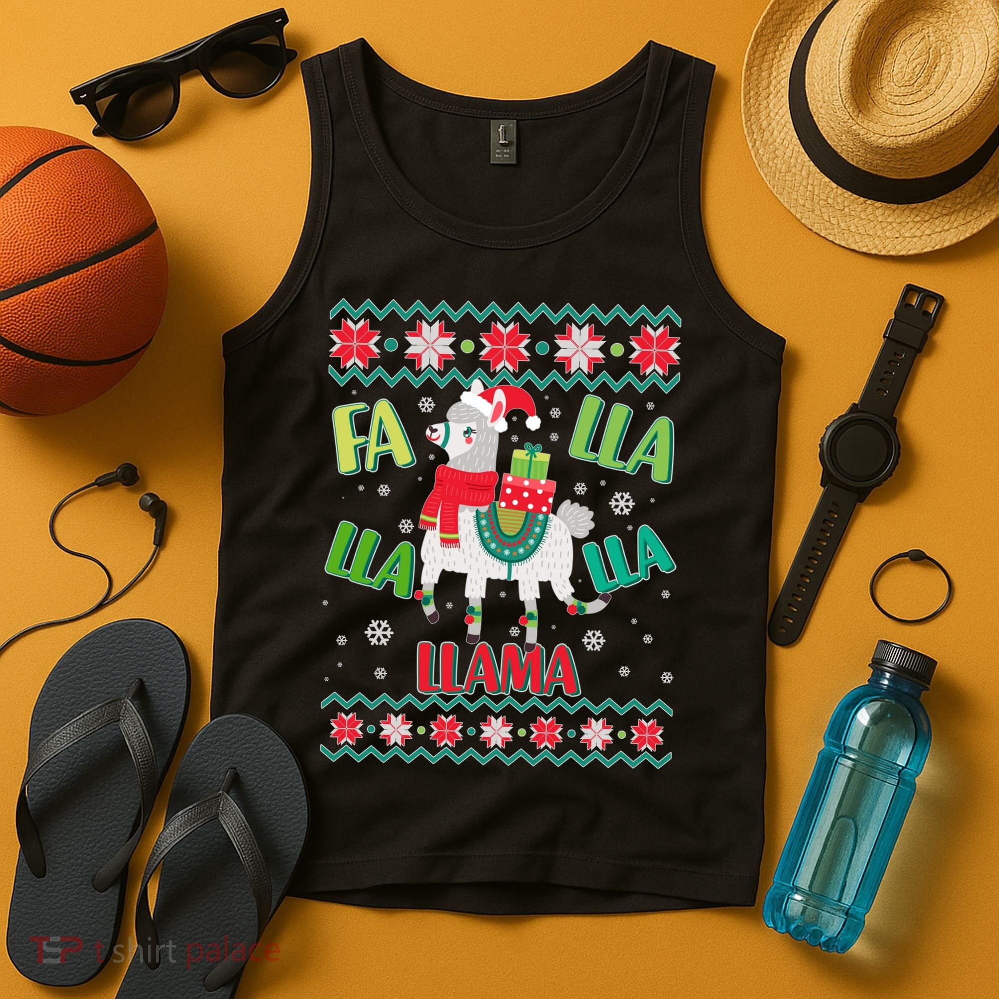 Fa Lla Lla Lla Llama Ugly Christmas Sweater Tank Top