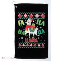 Fa Lla Lla Lla Llama Ugly Christmas Sweater Golf Towel thumb 0