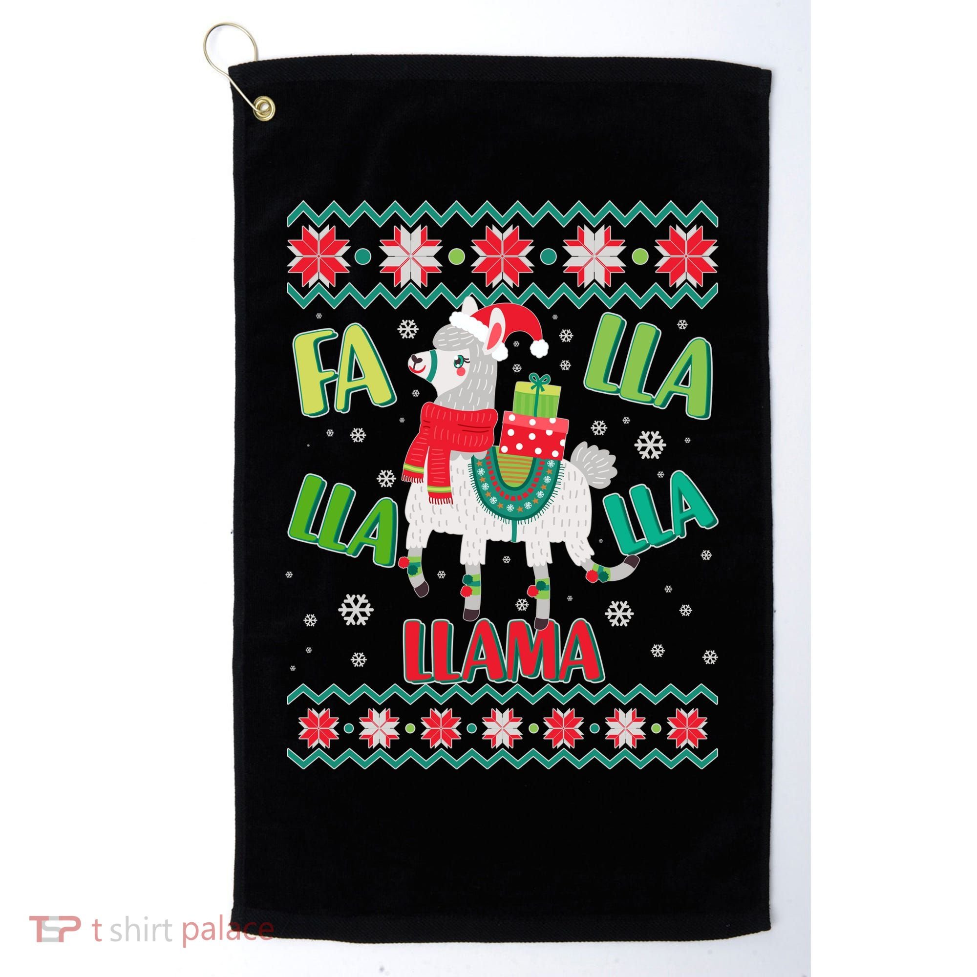 Fa Lla Lla Lla Llama Ugly Christmas Sweater Golf Towel