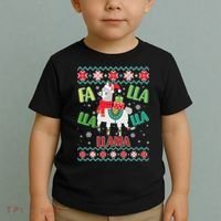 Fa Lla Lla Lla Llama Ugly Christmas Sweater Toddler T-Shirt thumb 2