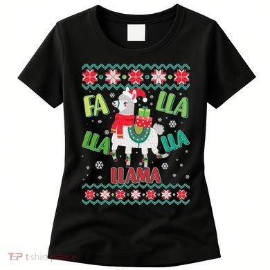 Fa Lla Lla Lla Llama Ugly Christmas Sweater Women's T-Shirt