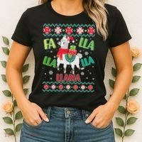 Fa Lla Lla Lla Llama Ugly Christmas Sweater Women's T-Shirt thumb 2
