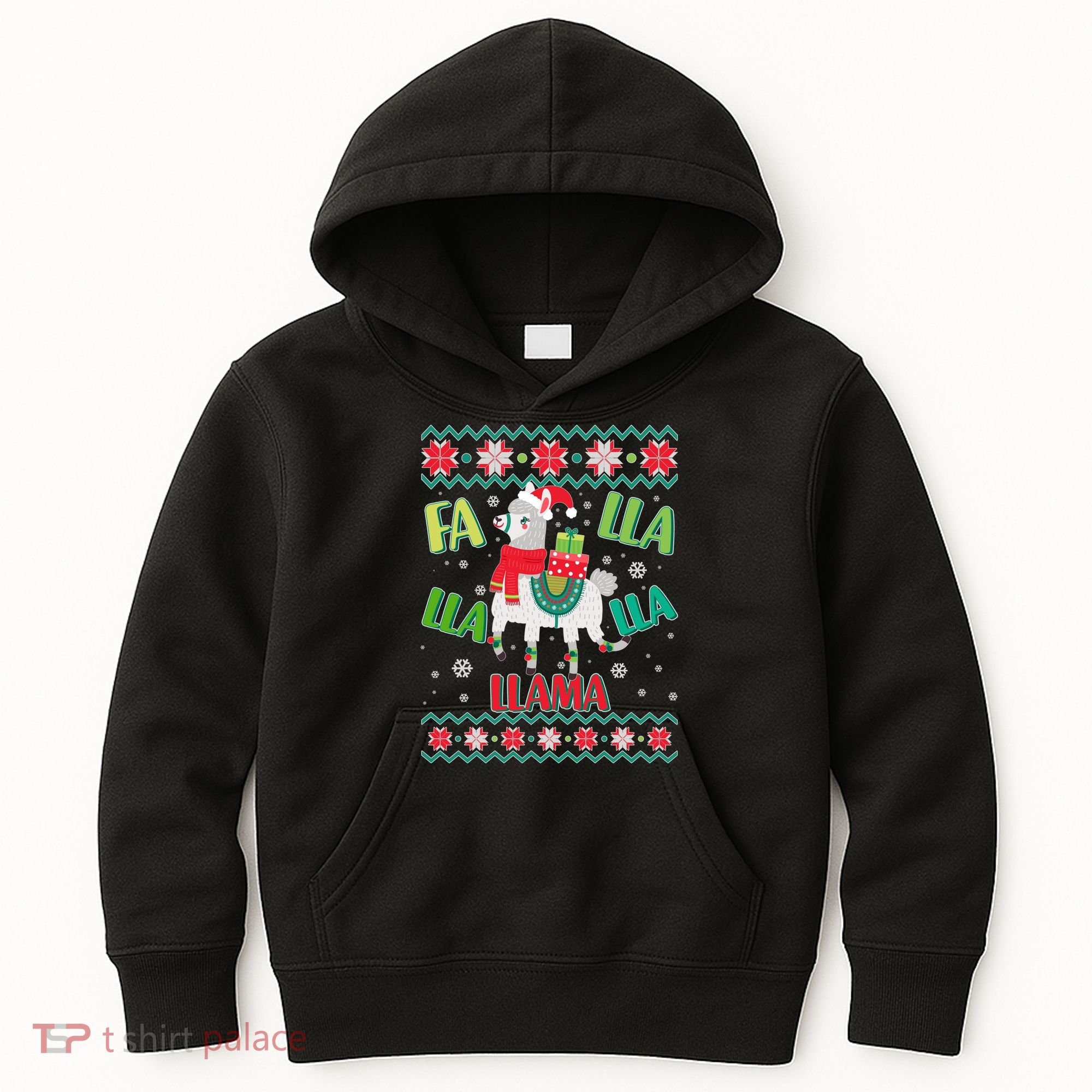 Fa Lla Lla Lla Llama Ugly Christmas Sweater Kids Hoodie