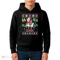 Fa Lla Lla Lla Llama Ugly Christmas Sweater Kids Hoodie thumb 4