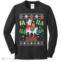 Fa Lla Lla Lla Llama Ugly Christmas Sweater Kids Long Sleeve Shirt thumb 0