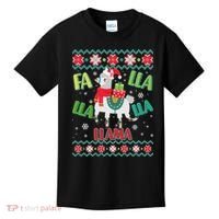 Fa Lla Lla Lla Llama Ugly Christmas Sweater Kids T-Shirt thumb 0