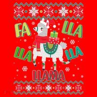 Fa Lla Lla Lla Llama Ugly Christmas Sweater Santa Hat thumb 1