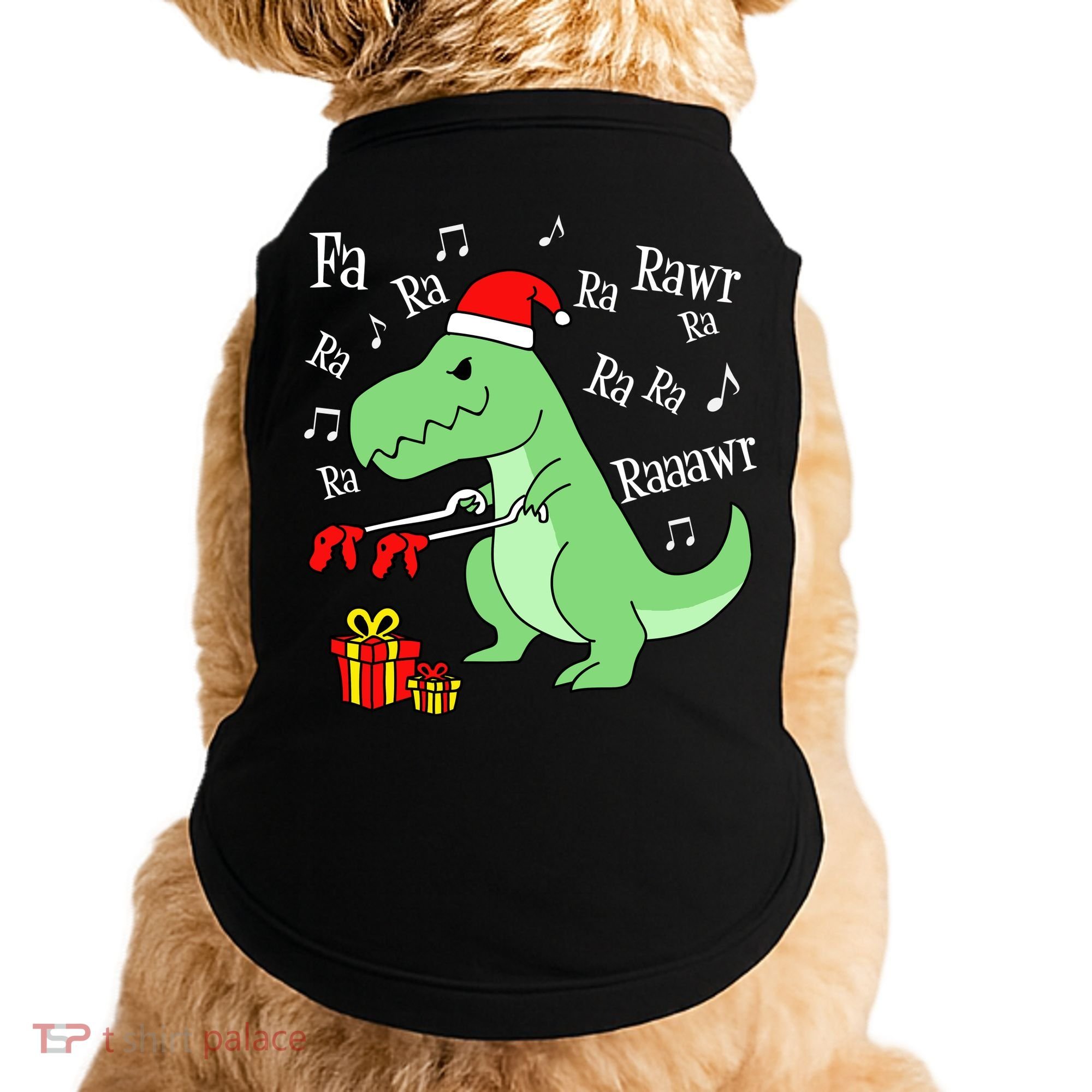 Fa Ra Ra Rawr Christmas T-Rex Presents Doggie Tank