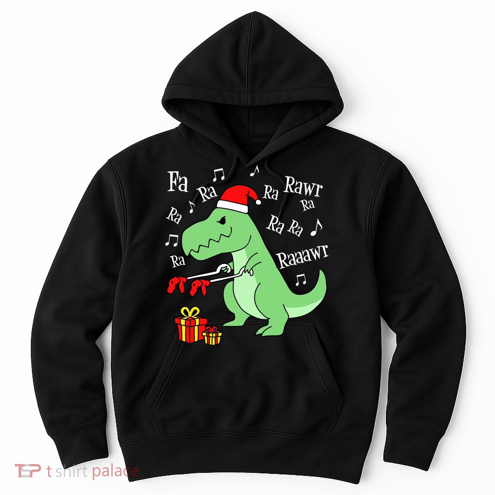 Fa Ra Ra Rawr Christmas T-Rex Presents Hoodie