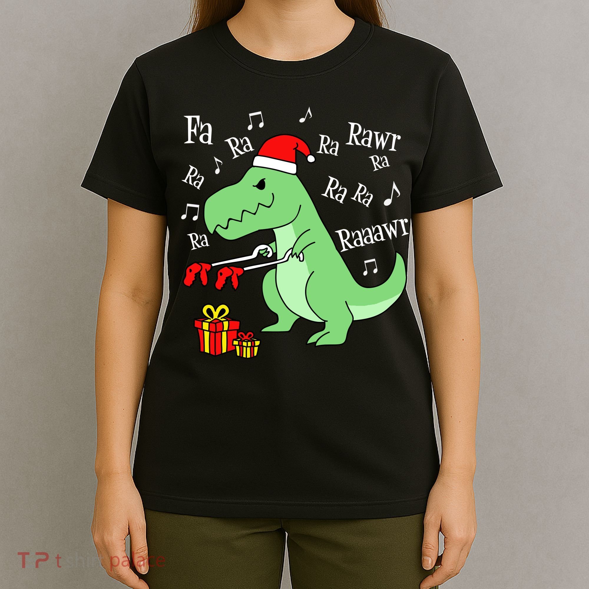 Fa Ra Ra Rawr Christmas T-Rex Presents T-Shirt