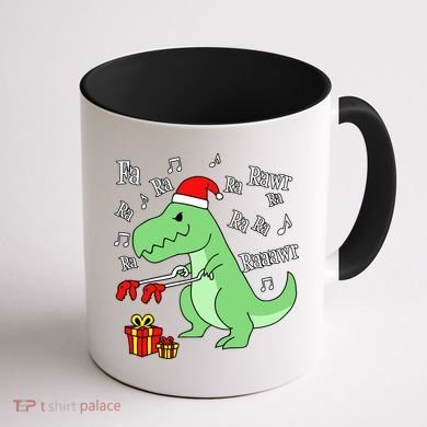 Fa Ra Ra Rawr Christmas T-Rex Presents Coffee Mug back