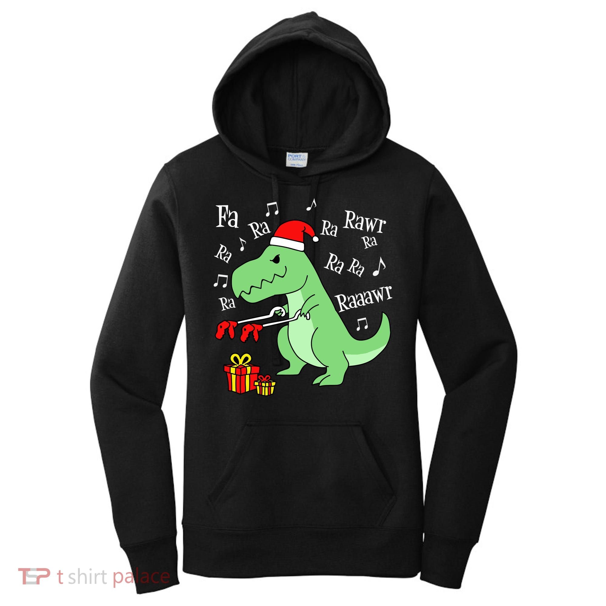 Fa Ra Ra Rawr Christmas T-Rex Presents Women's Hoodie