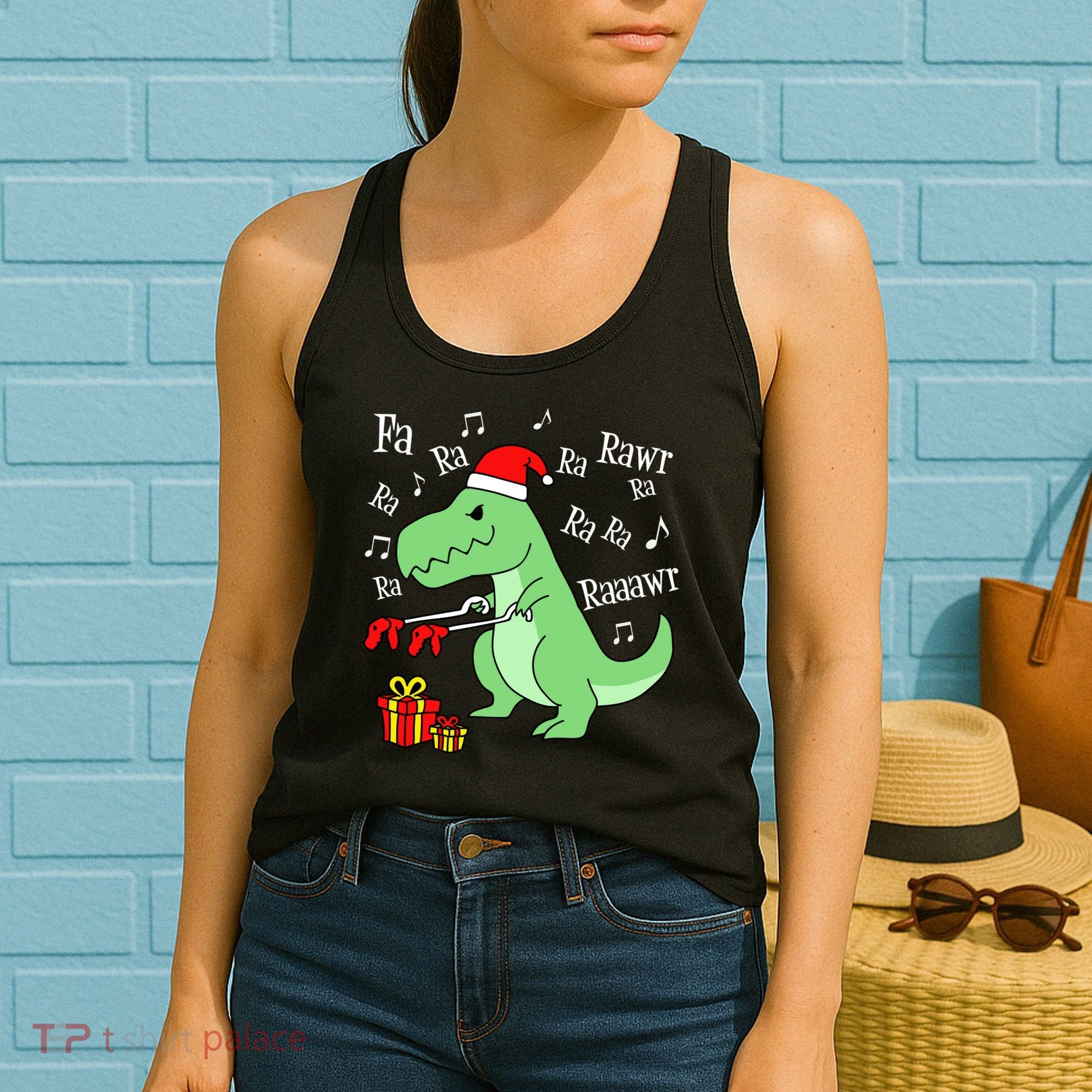 Fa Ra Ra Rawr Christmas T-Rex Presents Women's Tank Top
