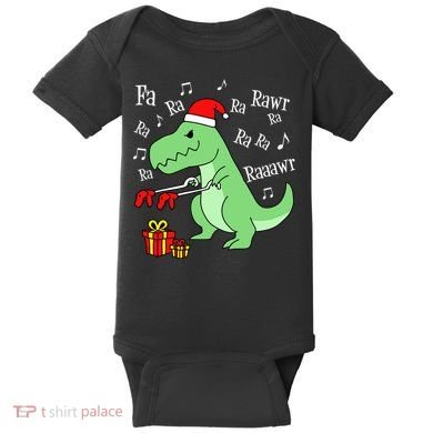 Fa Ra Ra Rawr Christmas T-Rex Presents Baby Bodysuit
