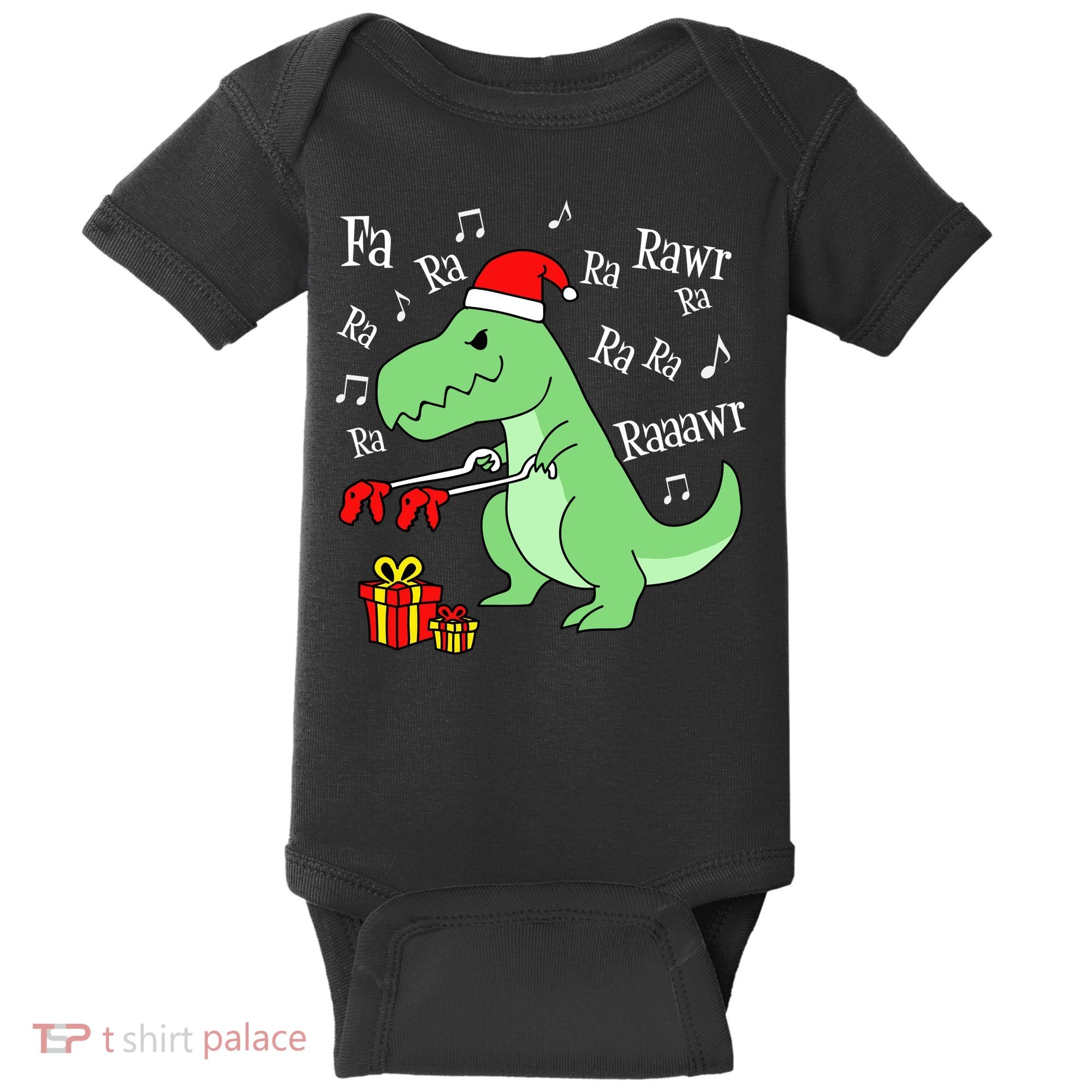 Fa Ra Ra Rawr Christmas T-Rex Presents Baby Bodysuit