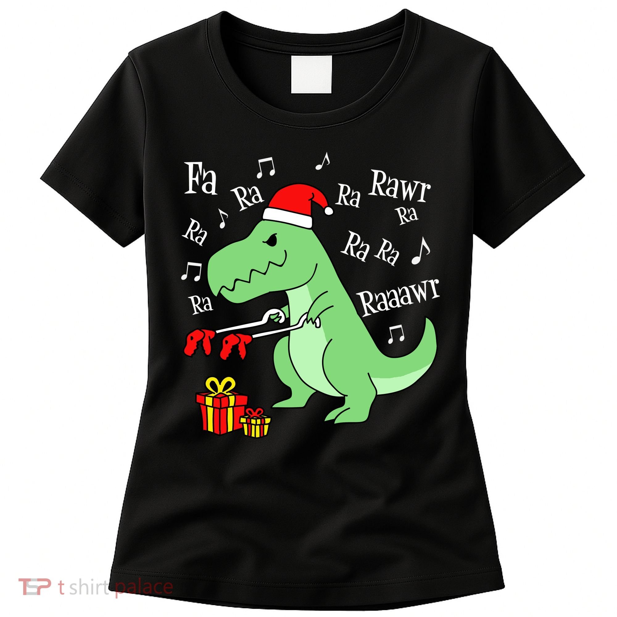 Fa Ra Ra Rawr Christmas T-Rex Presents Women's T-Shirt