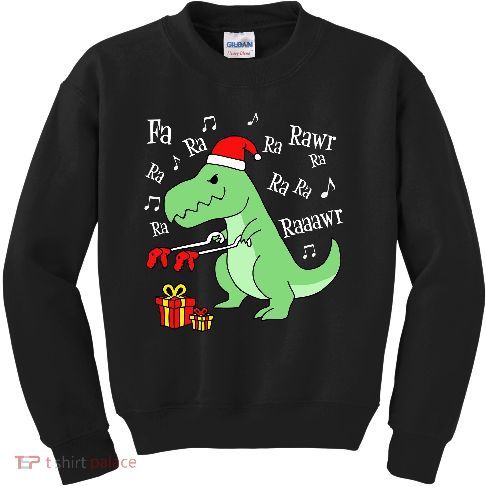 Fa Ra Ra Rawr Christmas T-Rex Presents Kids Sweatshirt