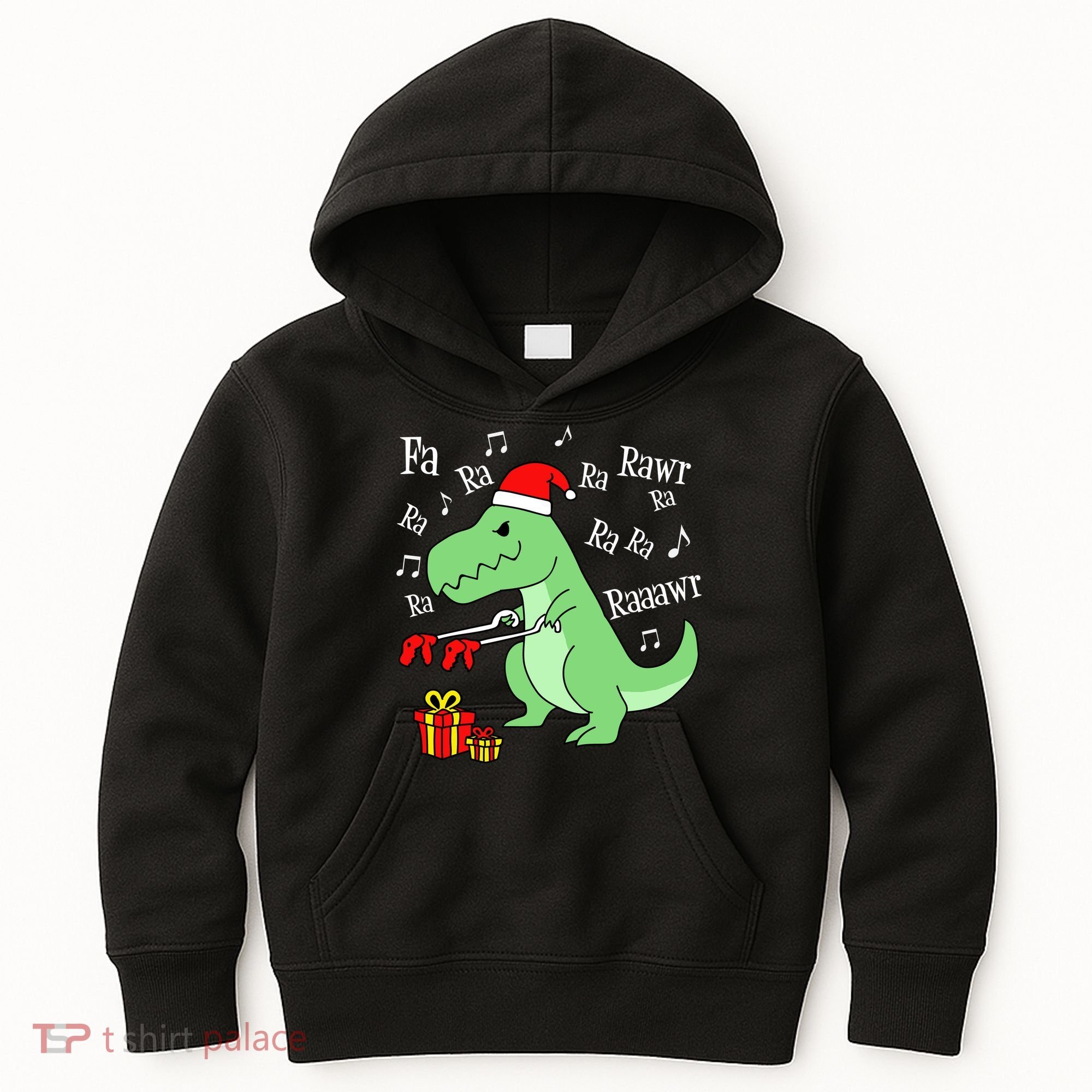 Fa Ra Ra Rawr Christmas T-Rex Presents Kids Hoodie