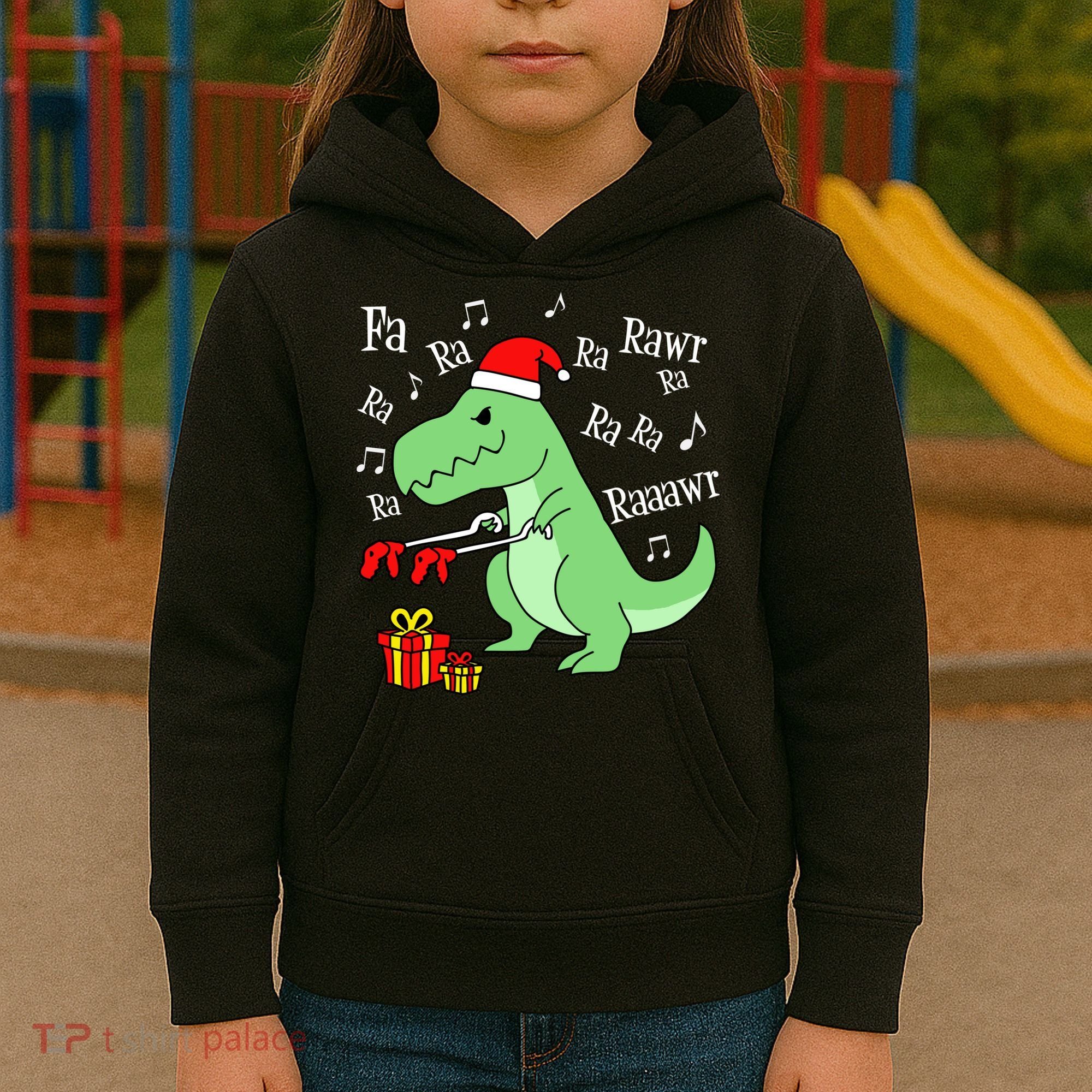 Fa Ra Ra Rawr Christmas T-Rex Presents Kids Hoodie