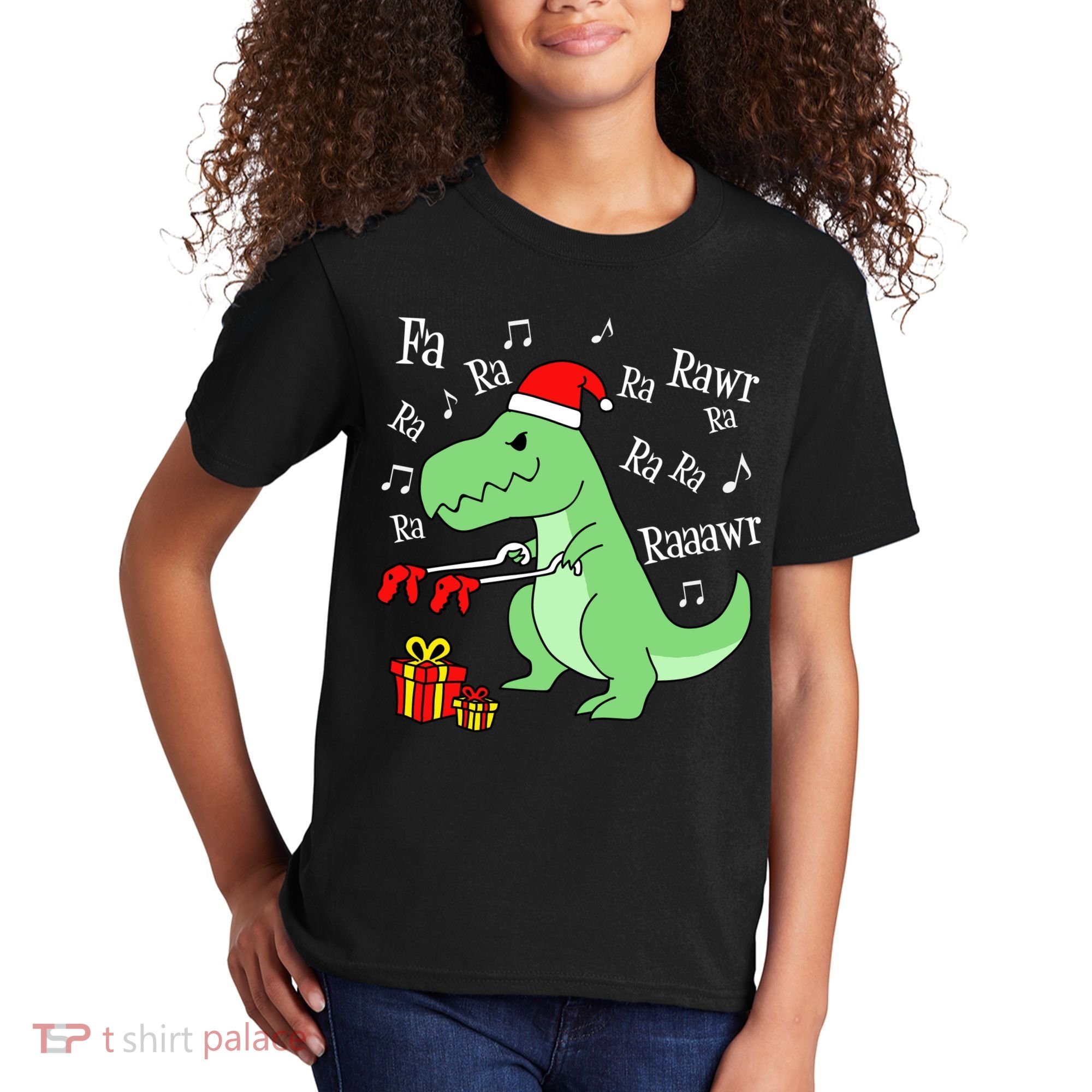 Fa Ra Ra Rawr Christmas T-Rex Presents Kids T-Shirt