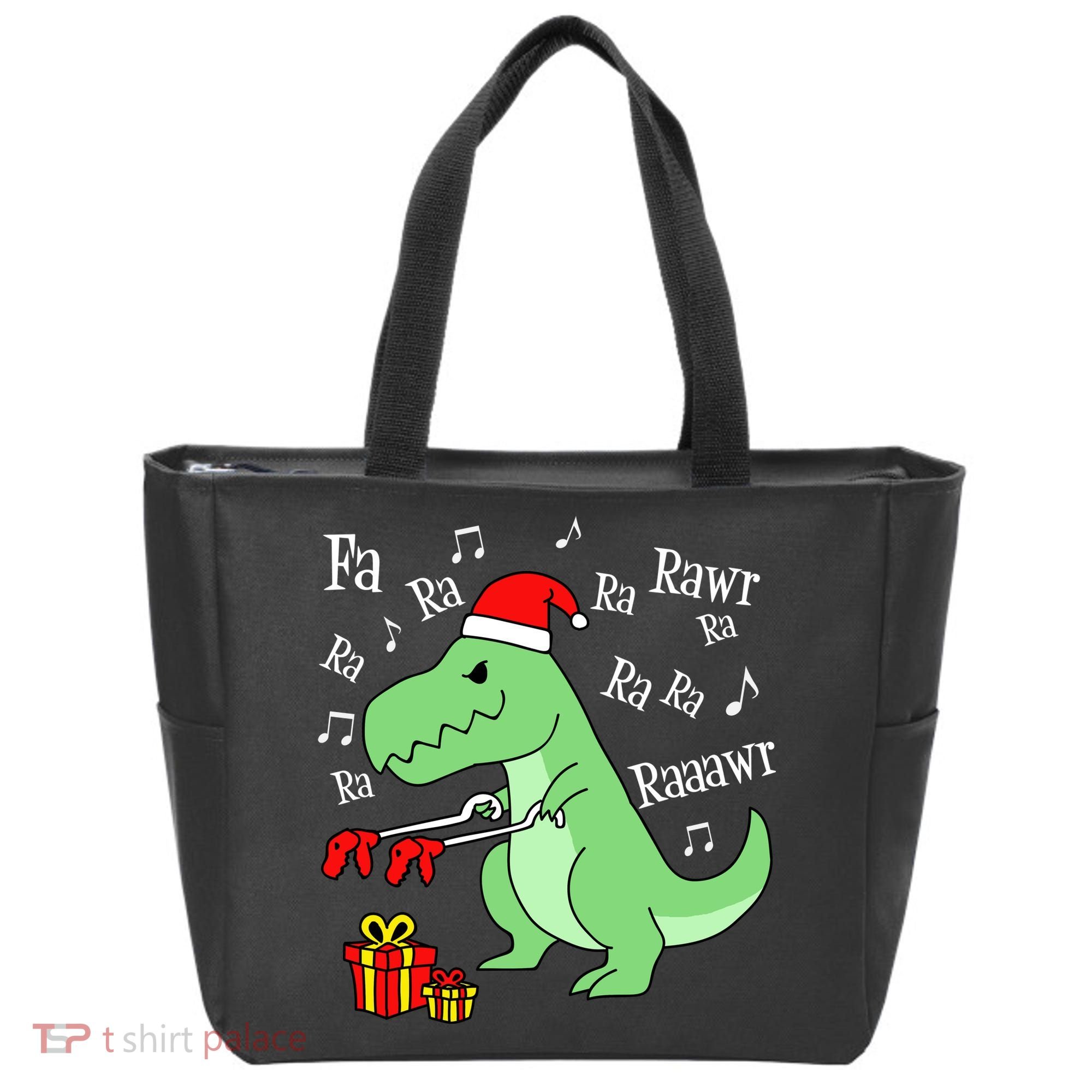 Fa Ra Ra Rawr Christmas T-Rex Presents Tote Bag