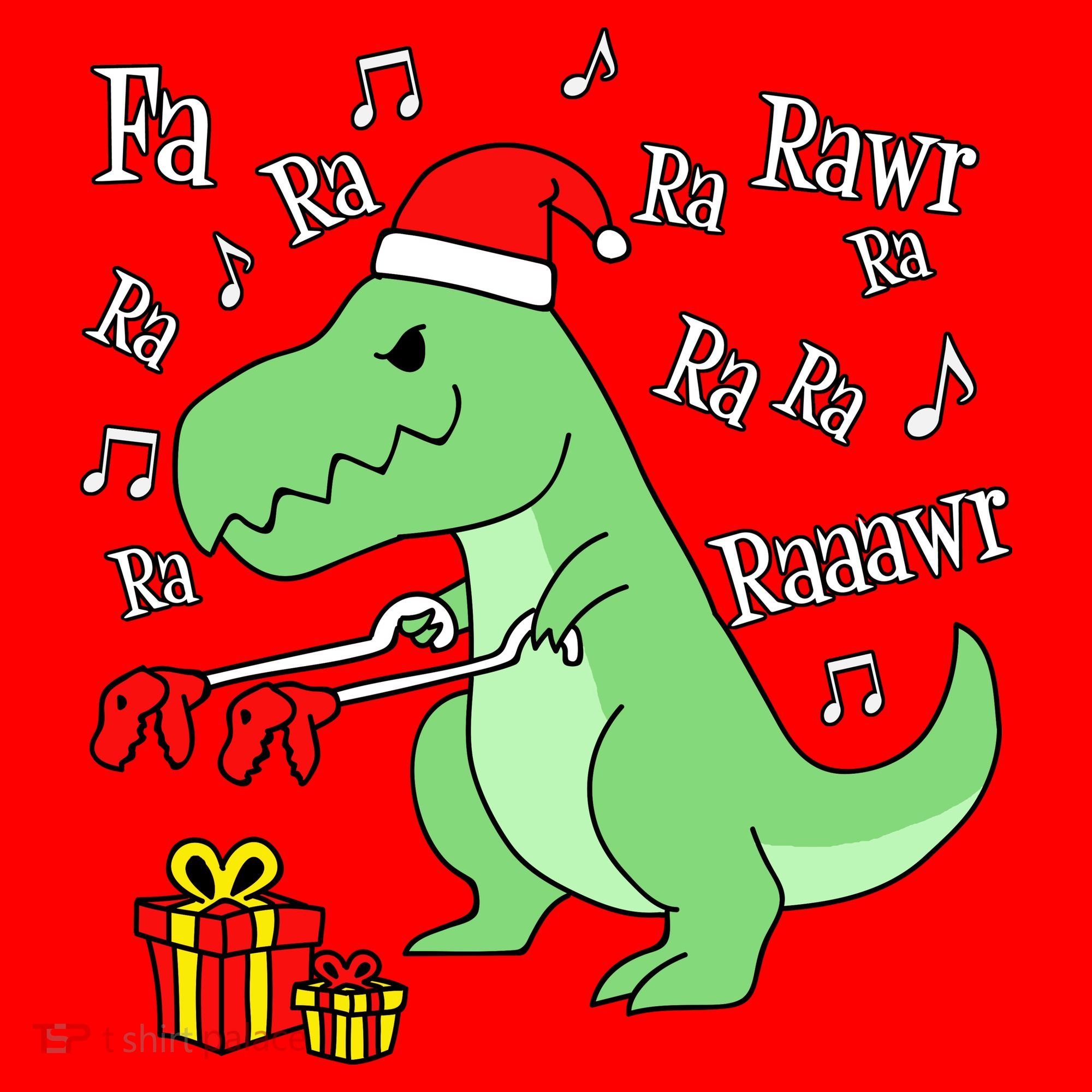 Fa Ra Ra Rawr Christmas T-Rex Presents Santa Hat