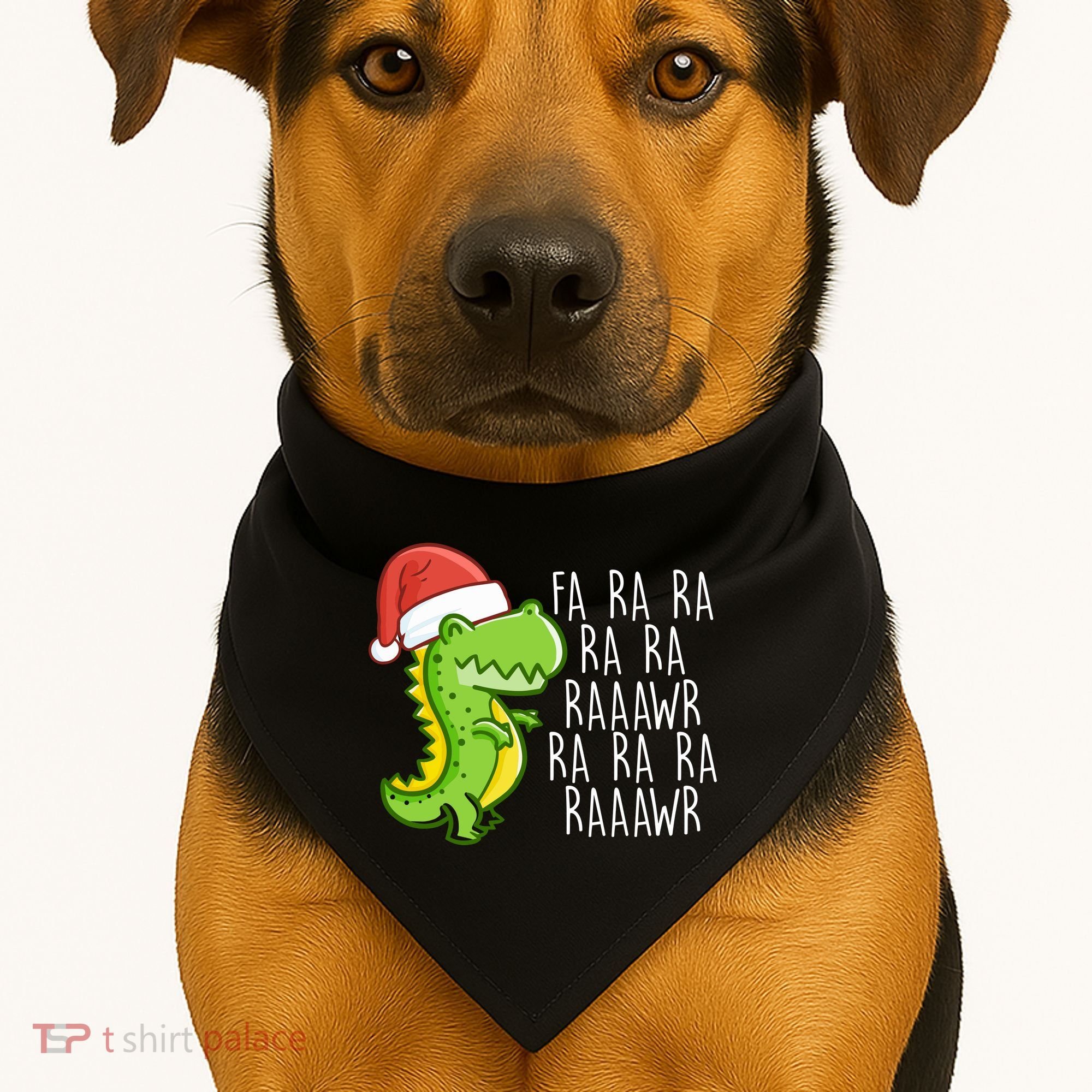 Fa Ra Ra Rawr Dinosaur Christmas USA-Made Doggie Bandana
