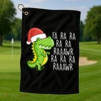 Fa Ra Ra Rawr Dinosaur Christmas Golf Towel thumb 1