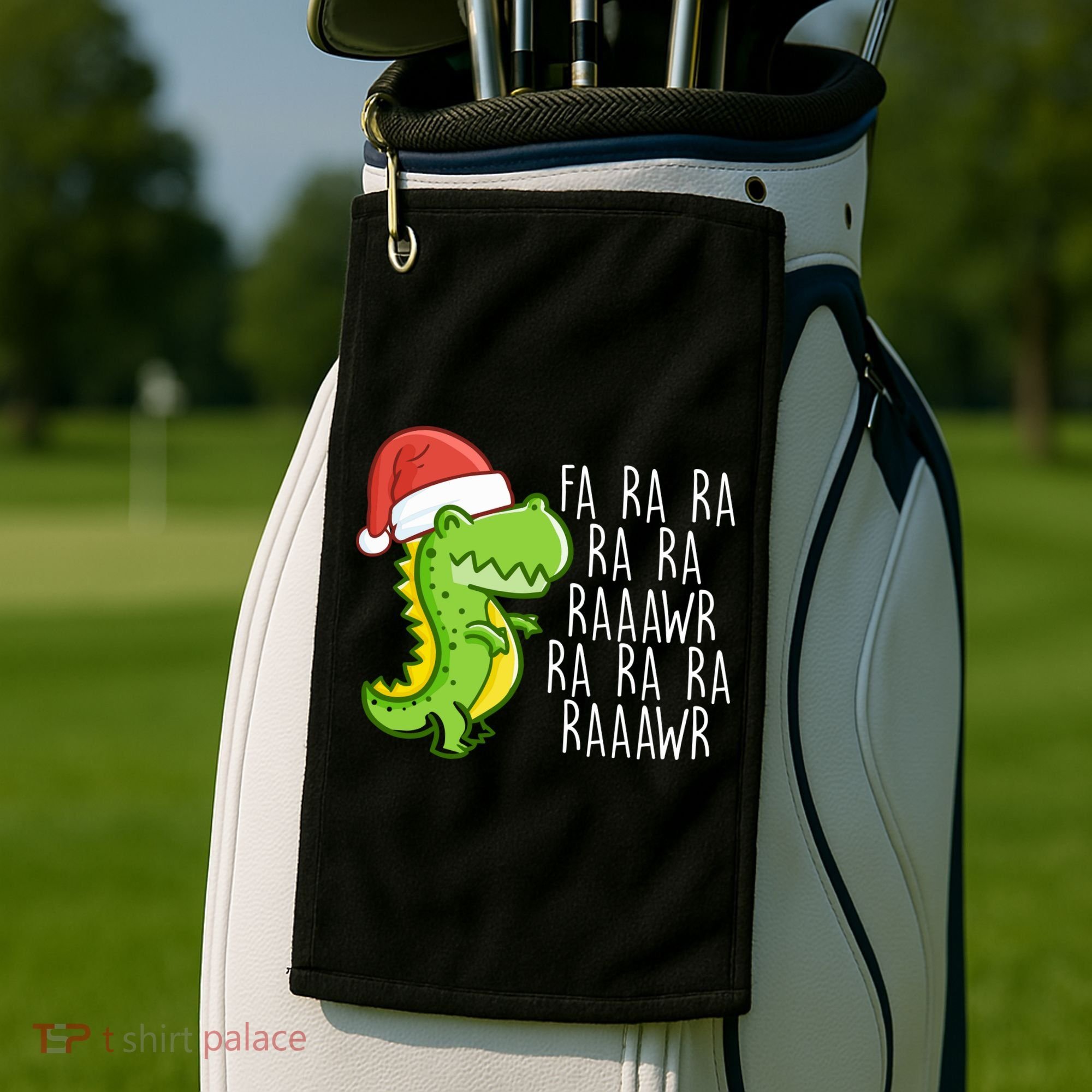Fa Ra Ra Rawr Dinosaur Christmas Golf Towel