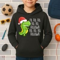 Fa Ra Ra Rawr Dinosaur Christmas Kids Hoodie thumb 2