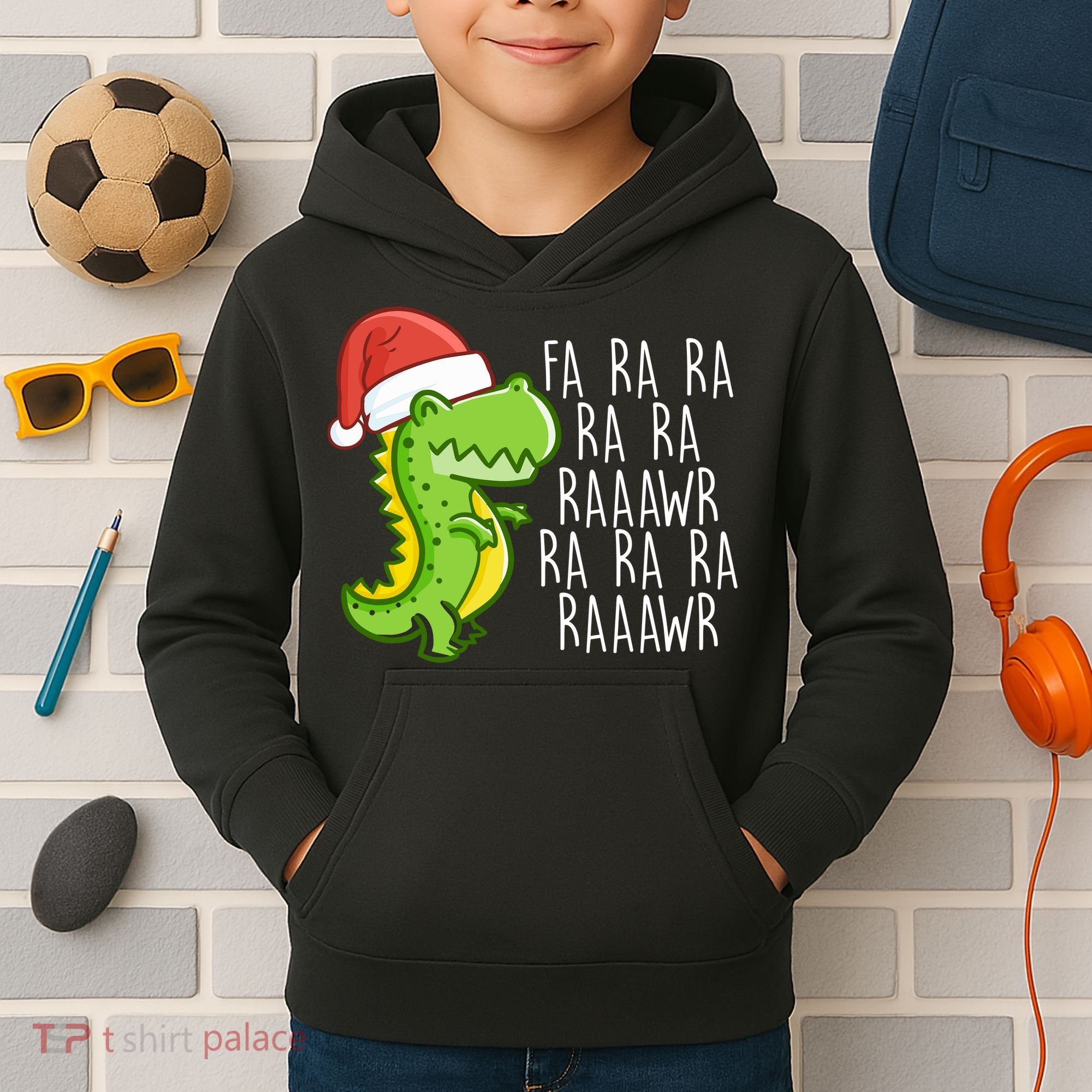 Fa Ra Ra Rawr Dinosaur Christmas Kids Hoodie