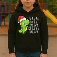 Fa Ra Ra Rawr Dinosaur Christmas Kids Hoodie thumb 3