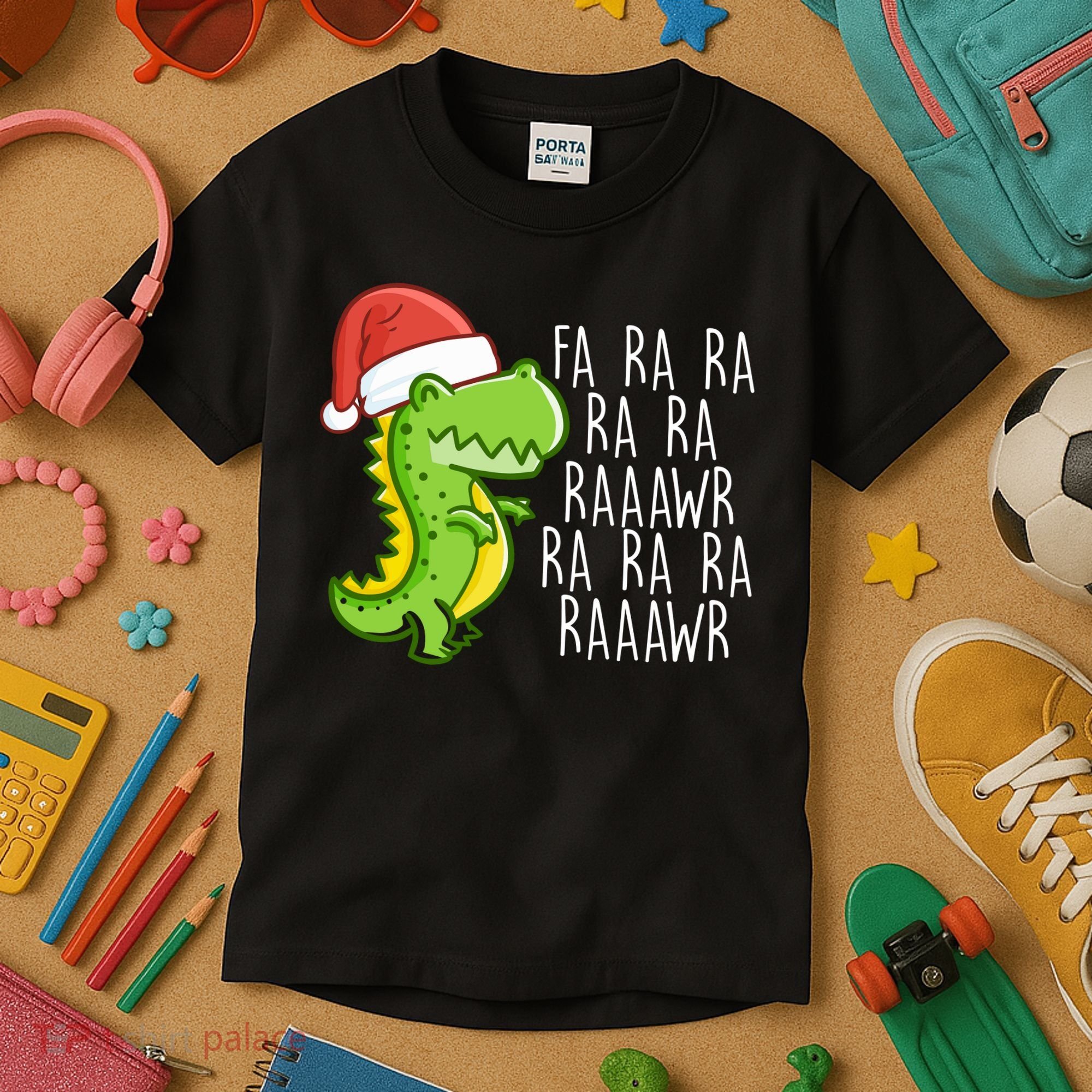 Fa Ra Ra Rawr Dinosaur Christmas Kids T-Shirt