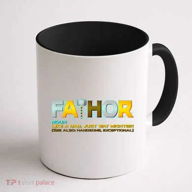 Fa-Thor Mighty Dad Lightning Coffee Mug back