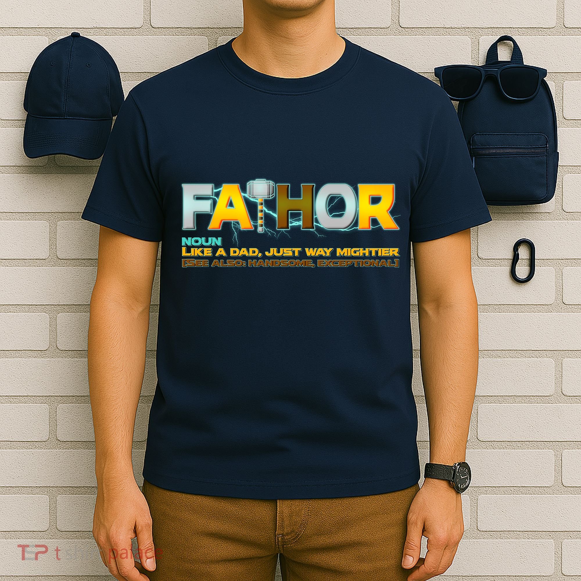 Fa-Thor Mighty Dad Lightning T-Shirt