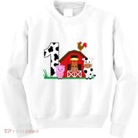 Farm Animals 1st Birthday 1 Year Old Birthday Party Kids Sweatshirt thumb 0