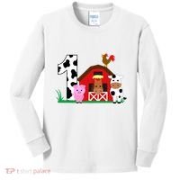 Farm Animals 1st Birthday 1 Year Old Birthday Party Kids Long Sleeve Shirt thumb 0