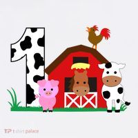 Farm Animals 1st Birthday 1 Year Old Birthday Party Kids T-Shirt thumb 4