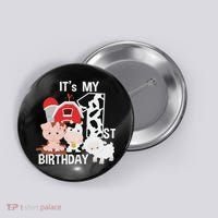 Farm Animals 1 Year Old It's My 1st Birthday Party Button thumb 0