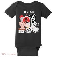 Farm Animals 1 Year Old It's My 1st Birthday Party Baby Bodysuit thumb 0